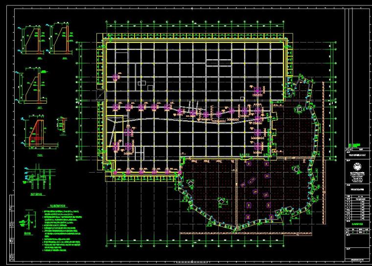 [安徽]古生物博物馆施工图含室外总体设计CAD(120个+包含建筑+结构+给排水+暖气+通电)-挡土墙定位