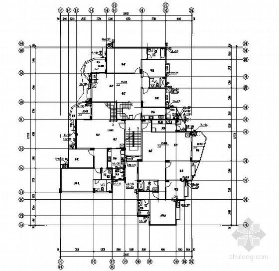 住宅楼栋单元组合平面图资料下载-某七层小楼给排水平面图