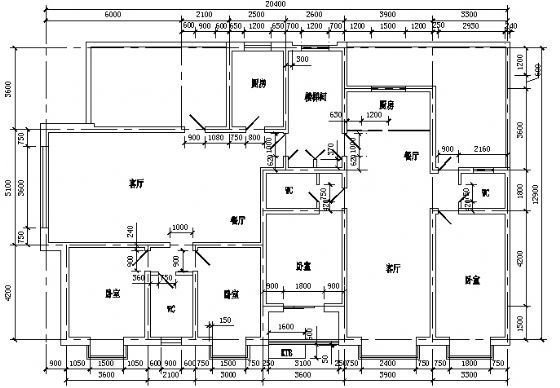 5层住宅一梯两户剖面图资料下载-一梯两户户型5型6层
