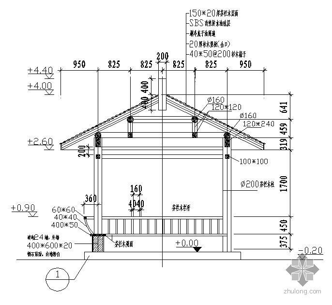 四角亭木亭子施工图资料下载-四角木亭施工大样图