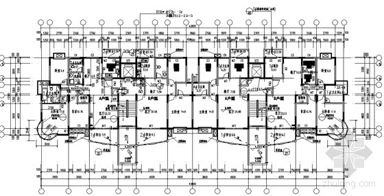 [湖南城建职院优秀作业]十一层板式住宅楼施工套图（效果图）-二层平面图