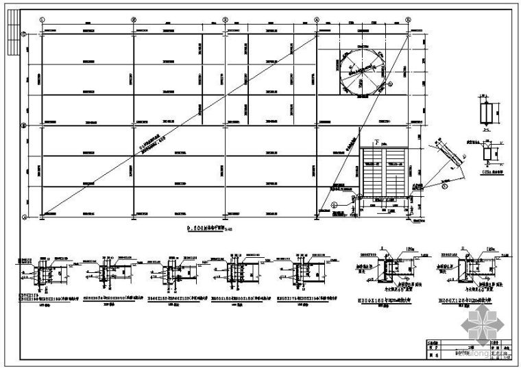 钢结构结构及支撑布置图资料下载-某钢结构车间结构平面布置图及节点详图