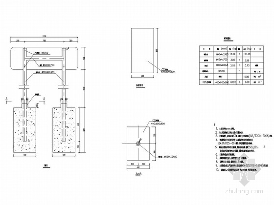 双面标志设计图资料下载-双柱型标志设计图(1200X400)