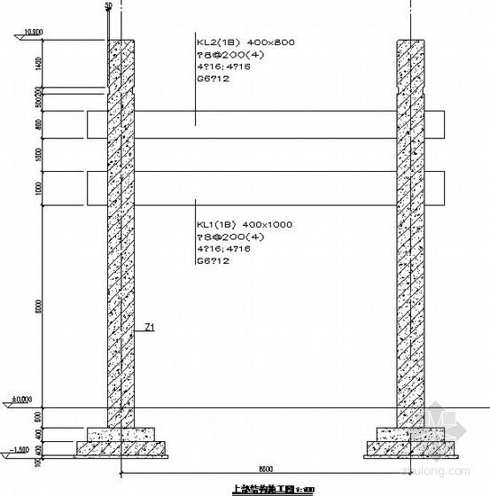 徽式建筑方案cad资料下载-徽式框架大门结构施工图