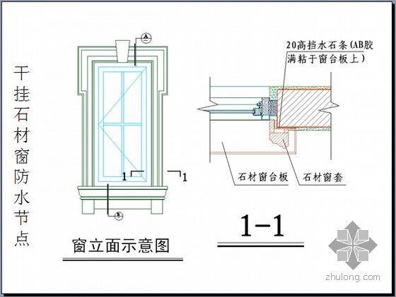 知名地产集团标准施工工艺工法参考节点-干挂石材窗防水节点