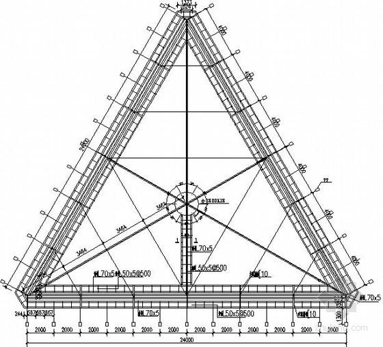 三角屋顶钢结构亭子施工图资料下载-钢桁架三角形广告牌结构施工图