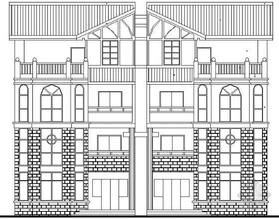 双联排别墅建筑图纸资料下载-某四层双联排别墅建筑方案图