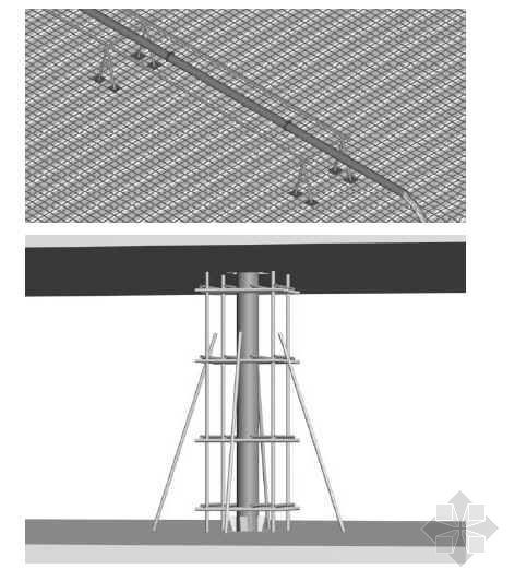混凝土铺设资料下载-混凝土泵管的铺设和支撑三维立体图