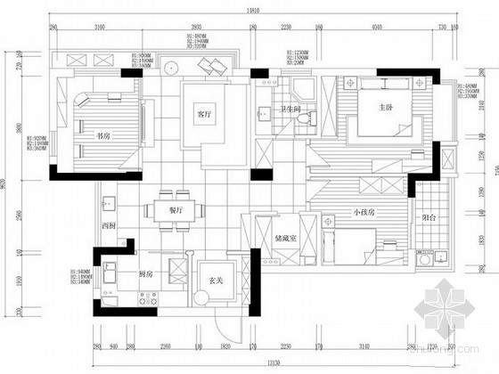 300平大平层室内设计资料下载-某现代简约风格133平三居室室内设计方案