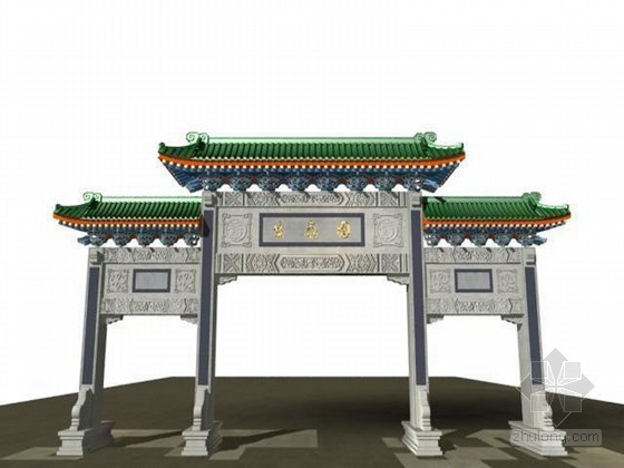 文化建筑3D模型资料下载-古门楼3D模型下载
