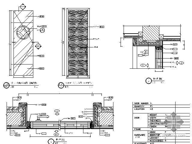 卫生间建筑施工详图资料下载-卫生间木门详图