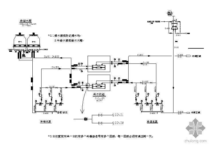 空调冷水机房资料下载-空调机房冷水系统图