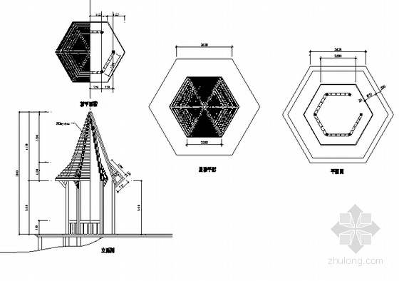 [珠海]亚热带风情商住社区园林景观工程施工图-六角亭详图