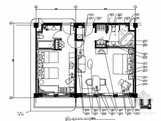 喜宴饭店装修图资料下载-民族饭店S7型客房装修图