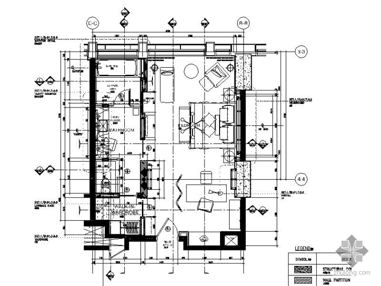 样板房成套施工图资料下载-[北京]五星级酒店豪华B1型套房样板间施工图