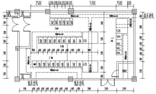 长沙房地产配电工程电气图-专变分配电间电气平面布置图