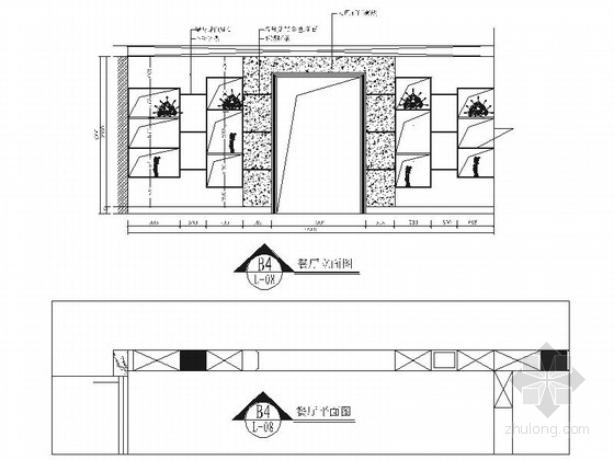 豪华现代风格四居室家居室内装修施工图餐厅立面图 