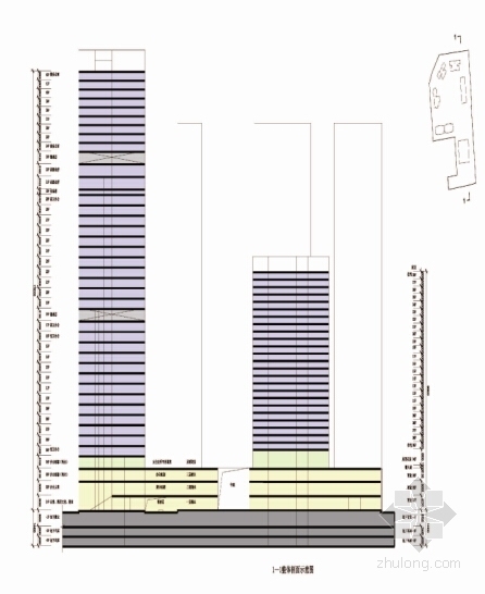 [深圳]现代风格超高层办公楼城市综合体设计方案文本-现代风格超高层办公楼城市综合体剖面图