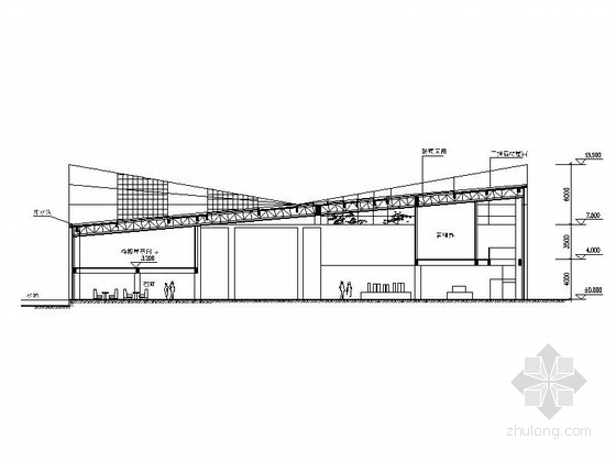 两层递增型售楼中心建筑方案图-两层递增型售楼中心建筑剖面图 