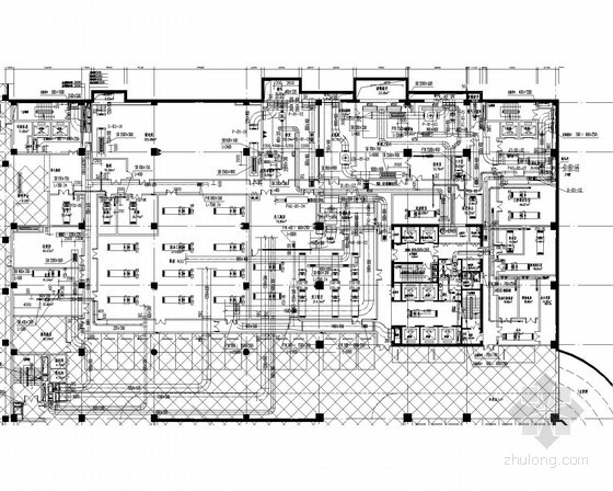 [内蒙古]大型知名星级酒店暖通空调系统设计施工图（形式全面 系统图多）-地下风管平面图 