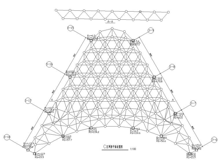 轻型三角形钢结构屋架资料下载-379㎡三角形网架钢结构施工图