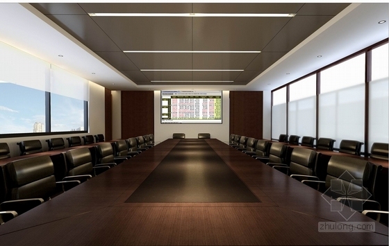 现代风格财务公司办公空间室内装修全套概念方案设计-财务公司办公空间室内装修全套概念方案设计大会议室效果图