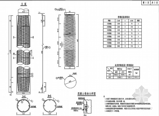 [福建]4x20+5x20先简支后连续后张法预应力空心板桥施工图75页（肋板台）-桩基钢筋构造图 