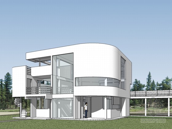 赖特的考夫曼住宅资料下载-萨兹曼住宅SketchUp模型下载
