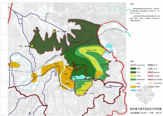 [陕西]陵园风景名胜区总体规划方案（控规）-陵园风景名胜区核心景区划分图 