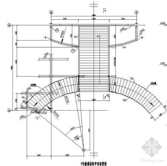 转角钢楼梯施工图资料下载-某圆弧钢楼梯详图