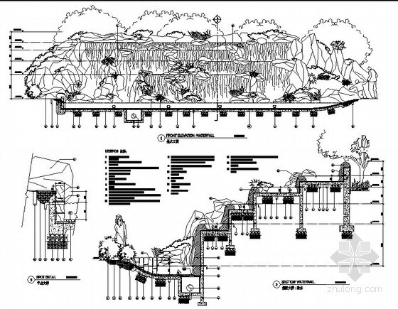 叠水剖面节点资料下载-假山叠水施工图