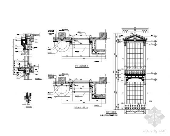 欧式建筑图cad资料下载-欧式建筑连窗详图1