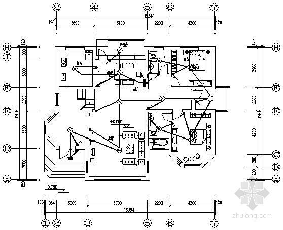 室内别墅楼梯施工图纸资料下载-双层别墅电气施工图纸