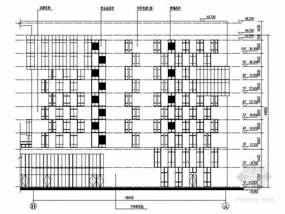 [安徽]现代风格大型商业综合体建筑施工图-现代风格大型商业综合体建筑立面图