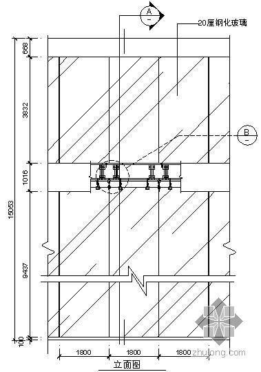 导轨式爬手架平立面图资料下载-某吊挂式玻璃幕墙节点构造详图（四）（立面图）