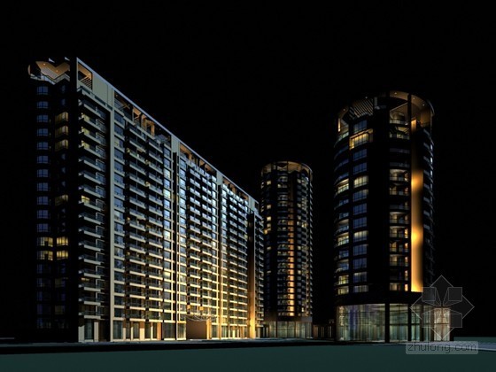 3d住宅楼模型资料下载-高层小区住宅楼