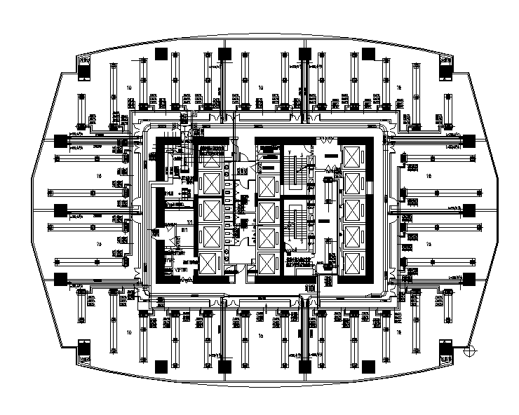 西安39层超高大型商业综合体暖通施工图（20万平-170米）-6-16层空调水平面图