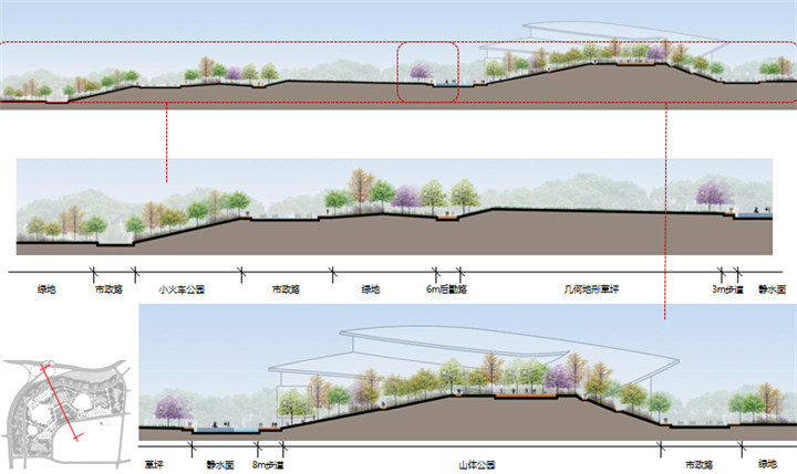 [合集]海绵城市景观设计施工图图集（3套）-公园竖向设计