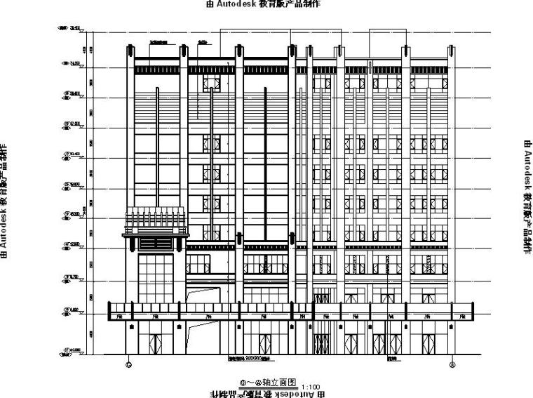 [宁夏]高层现代风格商业综合体建筑施工图（含效果图及计算书）-高层现代风格商业综合体建筑立面图