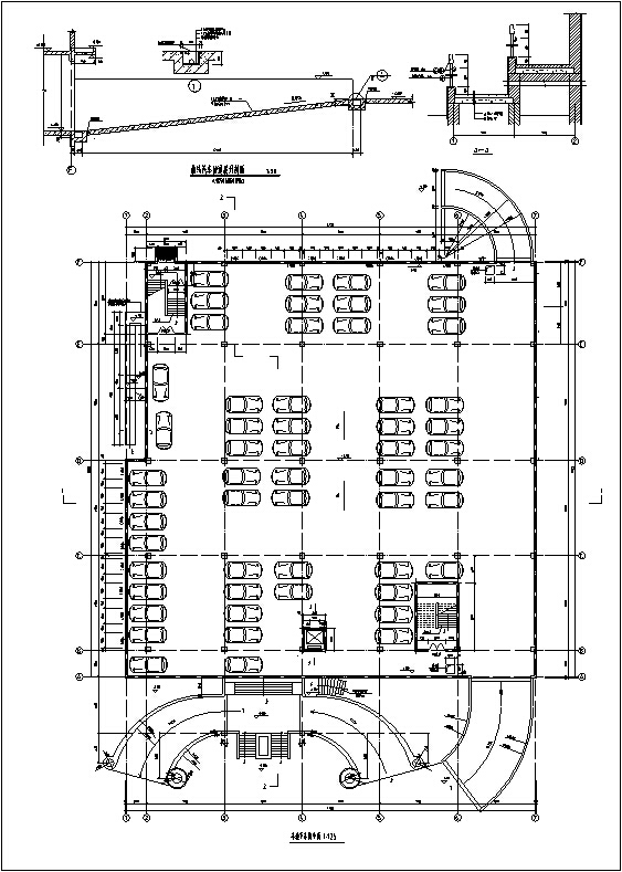 利安达多层办公综合楼施工图CAD-利安达多层综合办公楼建筑停车设计