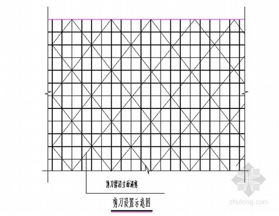 [福建]购物广场工程体验区通道搭设安全施工方案-剪刀撑设置示意图 