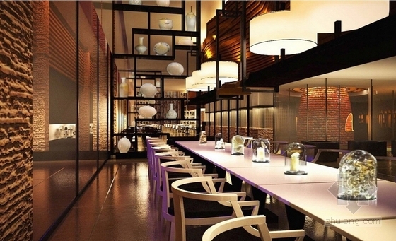 [西安]国家度假区五星级典雅风情温泉酒店室内设计方案风味餐厅效果图