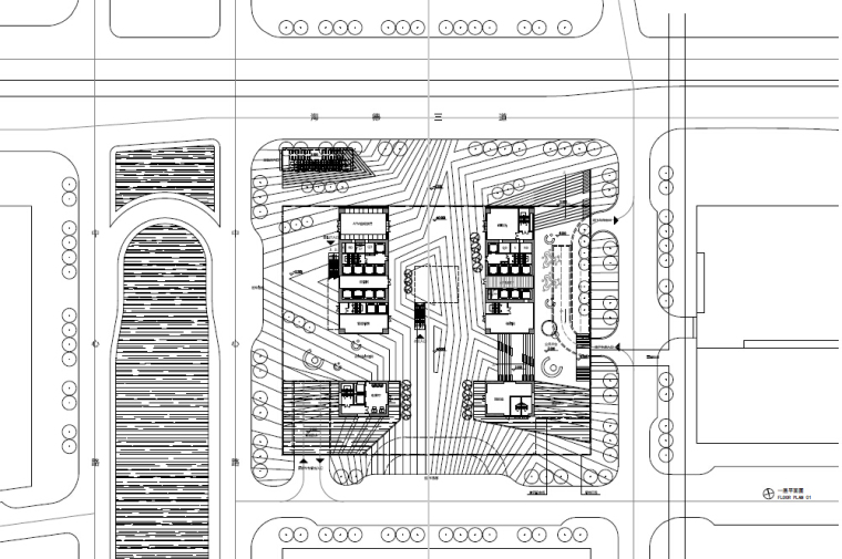 [深圳]超高层玻璃幕墙大厦设计方案（超全153页）-深圳工商银行大厦一层平面图