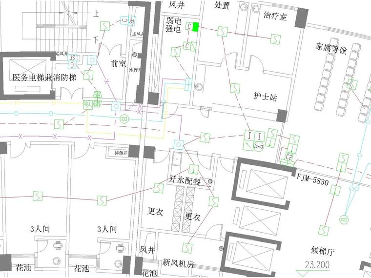 重庆大型医院全套电气施工图-五层火灾自动报警及联动控制平面图.jpg