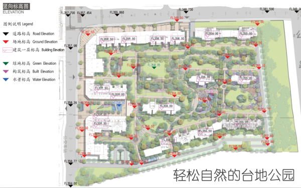 [福建]多元差异化居住区景观设计方案(2016最新独家)-竖向标高图