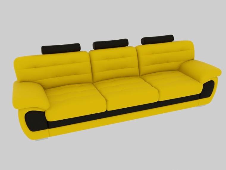 黄色大理石贴图资料下载-黄色沙发3D模型下载
