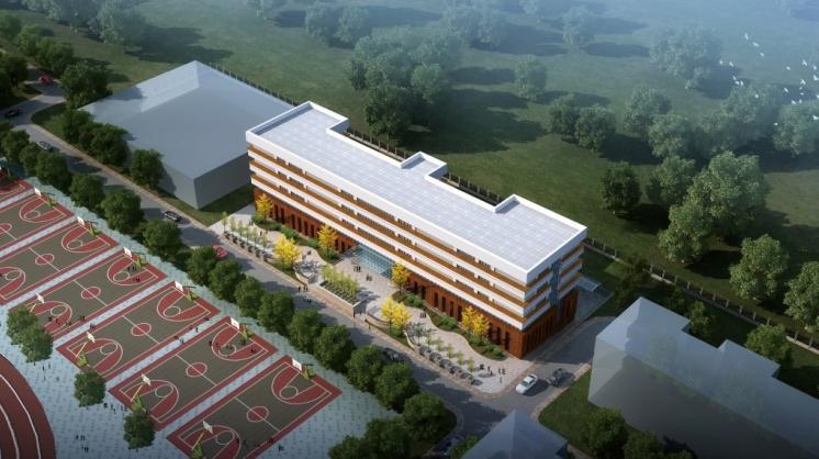 县级中学建筑资料下载-[山东]高层现代风格横线线条立面县级中学建筑设计方案文本