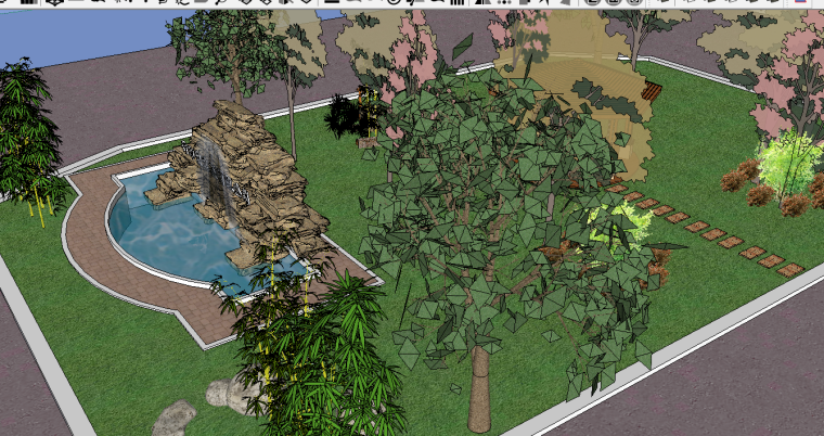 庭院景观设计要素资料下载-​小庭院景观设计模型下载