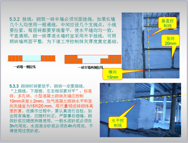 建筑工程砌体施工工艺流程及控制标准-挂线