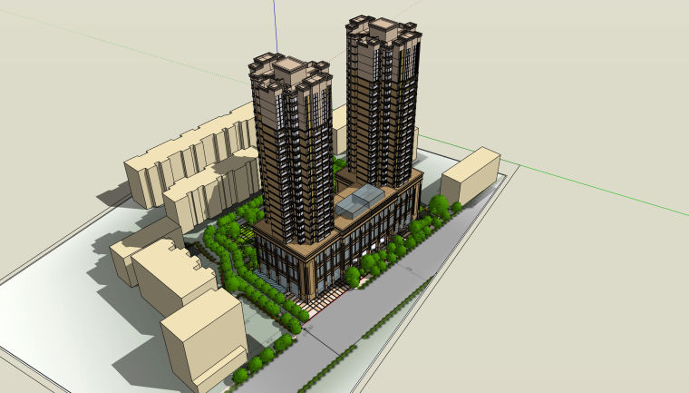高层塔楼住宅建筑平面方案资料下载-高层塔楼建筑模型设计
